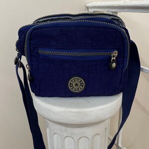 Chic Blue Multi-Zip Crossbody Bag